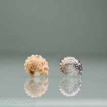 Load image into Gallery viewer, top view of fl fighting conch shell and cast silver replica by hkm jewelry