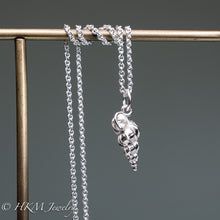 Load image into Gallery viewer, cast silver wentletrap necklace from ten thousand islands Florida in polished finish by hkm jewelry