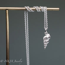 Load image into Gallery viewer, back view of cast silver wentletrap necklace from ten thousand islands Florida in polished finish by hkm jewelry