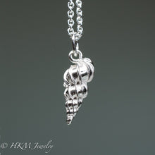 Load image into Gallery viewer, back side of cast silver wentletrap necklace from ten thousand islands Florida in polished finish by hkm jewelry