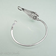 Load image into Gallery viewer, open side view of Great White Shark Tooth Cuff by hkm jewelry in oxidized sterling silver
