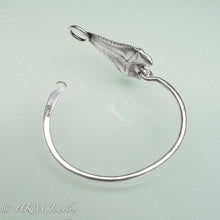 Load image into Gallery viewer, open side view of Great White Shark Tooth Cuff by hkm jewelry in oxidized sterling silver