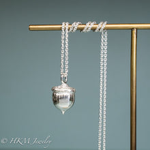 Load image into Gallery viewer, cast silver acorn necklace by hkm jewelry in polished finish