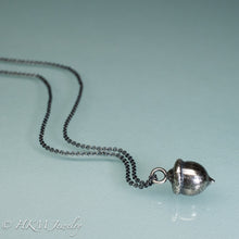 Load image into Gallery viewer, cast silver acorn necklace by hkm jewelry in oxidized finish