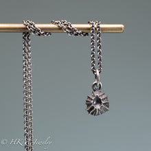 Load image into Gallery viewer, close up view of cast silver barnacle necklace in oxidized finish by hkm jewelry
