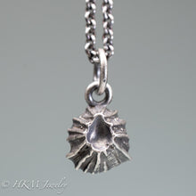 Load image into Gallery viewer, close up view of cast silver barnacle necklace in oxidized finish by hkm jewelry
