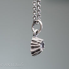 Load image into Gallery viewer, close up side view of cast silver barnacle necklace in oxidized finish by hkm jewelry