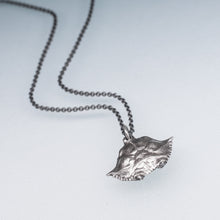 Load image into Gallery viewer, baby blue crab carapace necklace in oxidized sterling silver by hali maclaren of hkm jewelry