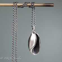 Load image into Gallery viewer, cast atlantic bubble shell bulla striata necklace in oxidized sterling silver by hkm jewelry