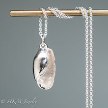 Load image into Gallery viewer, cast atlantic bubble shell bulla striata necklace in polised sterling silver by hkm jewelry