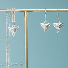 Load image into Gallery viewer, Silver Shark Tooth Drop Earrings - Bull Shark Dangle Earring