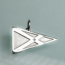 Load image into Gallery viewer, large yacht club of stone harbor burgee charm in sterling silver by hkm jewelry