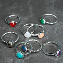 Load image into Gallery viewer, sterling silver semi precious cabochon ring workshop class by hkm jewelry