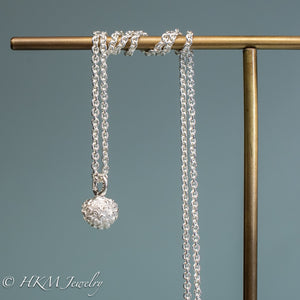 cast silver kousa dogwood fruit necklace by hkm jewelry in polished finish