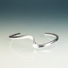 Load image into Gallery viewer, Silver open bangle on a gradient background