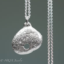 Load image into Gallery viewer, back of hag stone necklace cast in sterling silver by hkm jewelry in polished finish