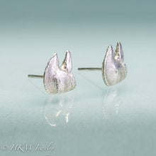 Load image into Gallery viewer, side view of Flat Clawed Hermit Crab stud earrings  in recycled silver by hkm jewelry