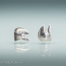 Load image into Gallery viewer, Flat Clawed Hermit Crab stud earrings  in recycled silver by hkm jewelry