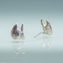 Load image into Gallery viewer, back view of Flat Clawed Hermit Crab stud earrings  in recycled silver by hkm jewelry