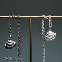 Load image into Gallery viewer, irophora latilirata - Imperial Venus Clam shell necklaces in recycled silver by hkm jewelry
