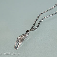 Load image into Gallery viewer, mini lady crab claw necklace cast in recycled silver in an oxidized finish by hkm jewelry