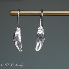Load image into Gallery viewer, cast silver lady crab claw drop earrings by hkm jewelry