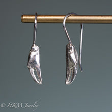 Load image into Gallery viewer, cast silver lady crab claw drop earrings by hkm jewelry