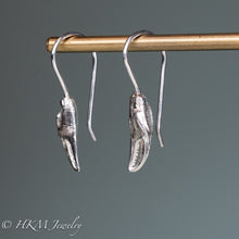 Load image into Gallery viewer, cast silver lady crab claw drop earrings by hkm jewelry