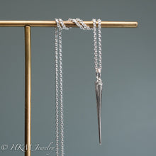 Load image into Gallery viewer, mini horseshoe crab tail necklace in sterling silver by hkm jewelry