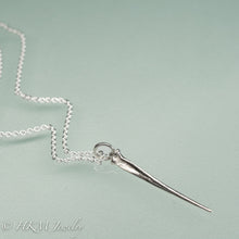 Load image into Gallery viewer, mini horseshoe crab tail necklace in sterling silver by hkm jewelry