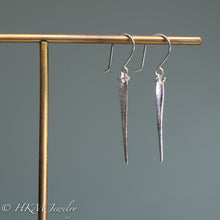 Load image into Gallery viewer, mini horseshoe crab tail earrings in sterling silver by hkm jewelry