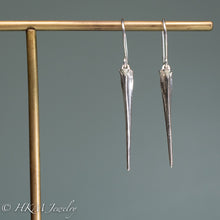 Load image into Gallery viewer, mini horseshoe crab tail earrings in sterling silver by hkm jewelry