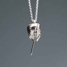 Load image into Gallery viewer, mini cast silver horseshoe crab necklace by hali maclaren of hkm jewelry