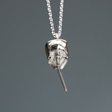 Load image into Gallery viewer, mini cast silver horseshoe crab necklace by hali maclaren of hkm jewelry