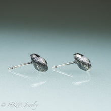 Load image into Gallery viewer, Mussel Pearl Stud Earrings - Oxidized Silver Seashell Studs