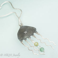 Load image into Gallery viewer, Off-White Sea Glass Jellyfish Necklace - Semi Precious Ocean Creature
