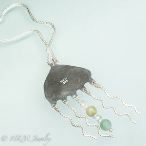 Off-White Sea Glass Jellyfish Necklace - Semi Precious Ocean Creature
