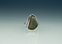 Load image into Gallery viewer, Olive Green Sea Glass Ring - Scaley Band