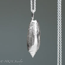 Load image into Gallery viewer, back side of large cast silver oliva sayana - Lettered Olive necklace by hkm jewelry in sterling silver