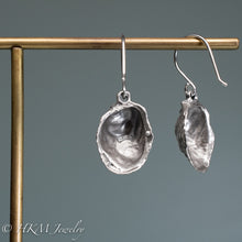 Load image into Gallery viewer, backside view of Atlantic Oyster - crassostrea virginica oyster seed earrings in recycled silver by hkm jewelry