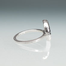 Load image into Gallery viewer, square band view of cast sterling silver rams horn squid spirula shell spiral ring by hali maclaren of hkm jewelry
