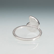 Load image into Gallery viewer, bottom view of makers mark HKM and hallmark .925 on cast sterling silver rams horn squid spirula shell spiral ring by hali maclaren of hkm jewelry