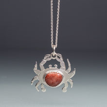 Load image into Gallery viewer, silver beach stone crab necklace by hkm jewelry