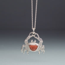 Load image into Gallery viewer, small beach pebble crab necklace by hkm jewelry