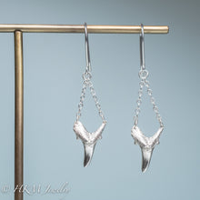 Load image into Gallery viewer, Diamond Sharks Teeth Chain Dangle Earrings by hkm jewelry