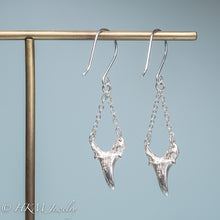 Load image into Gallery viewer, backside of hallmark .925 and HKM Triangle Sharks Teeth Dangle Earrings by hkm jewelry