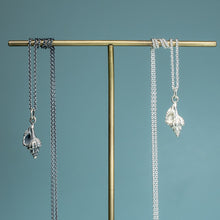 Load image into Gallery viewer, sharp ribbed dril sharp-rib drill snail shell necklace cast in sterling silver polished finish by hkm jewelry