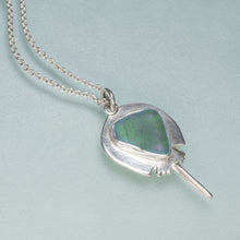 Load image into Gallery viewer, Sea Glass Horseshoe Crab Necklace - Sterling Silver