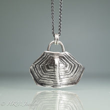 Load image into Gallery viewer, Diamondback terrapin turtle shell scute necklace in oxidized finish by hkm jewelry