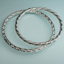 Load image into Gallery viewer, side view of sterling silver twist rope bangles by hkm jewelry
